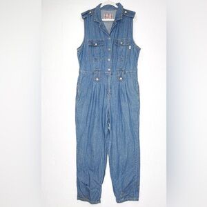 90s Vintage Revolt Jeans Denim Sleeveless Pants Romper Denim Jumpsuit Rare Find